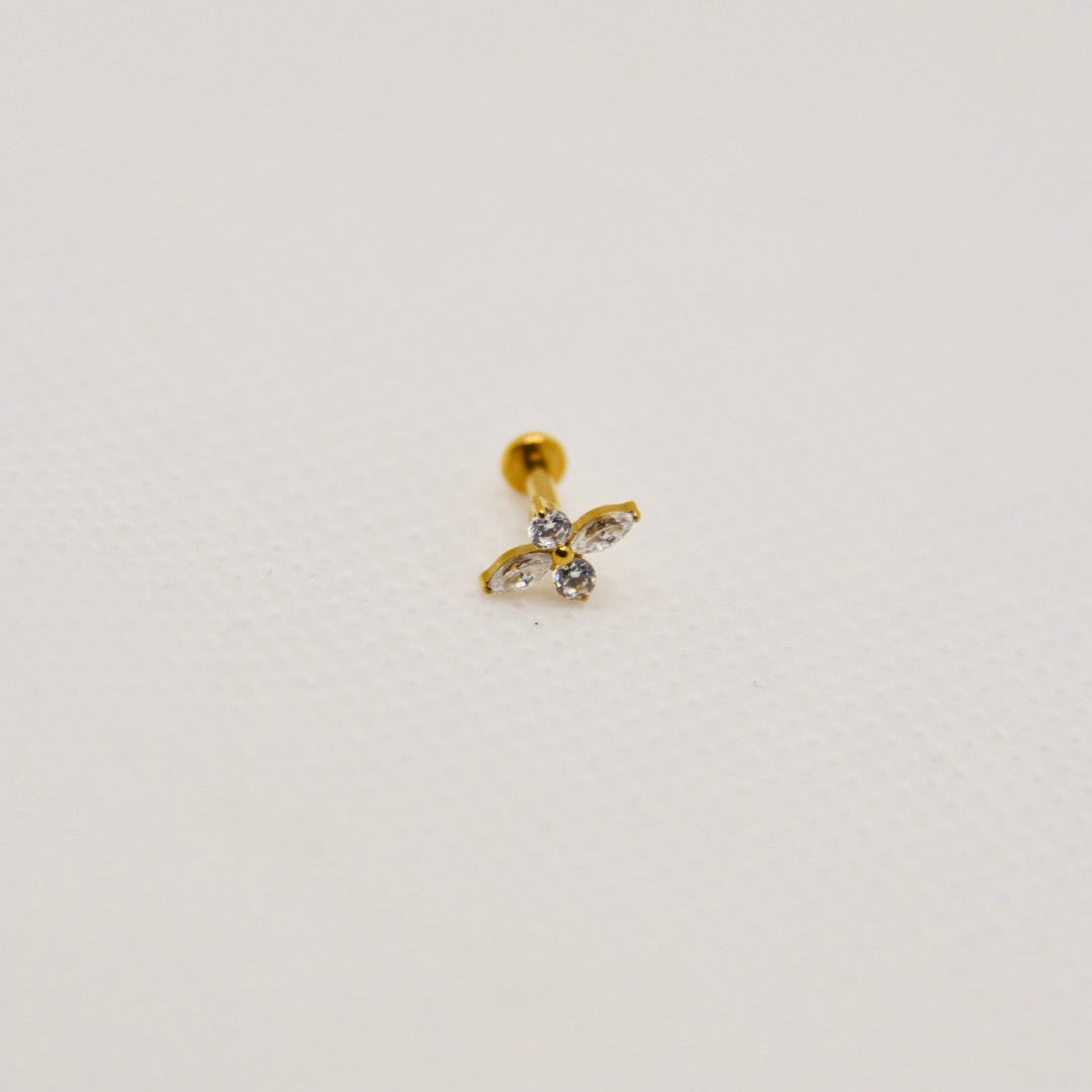 Aster — push-pin fleur marquise, titane doré | tragus, hélix | ÖVA
