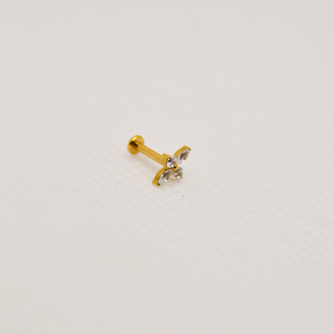 Aster — push-pin fleur marquise, titane doré | tragus, hélix | ÖVA