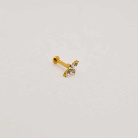 Aster — push-pin fleur marquise, titane doré | tragus, hélix | ÖVA