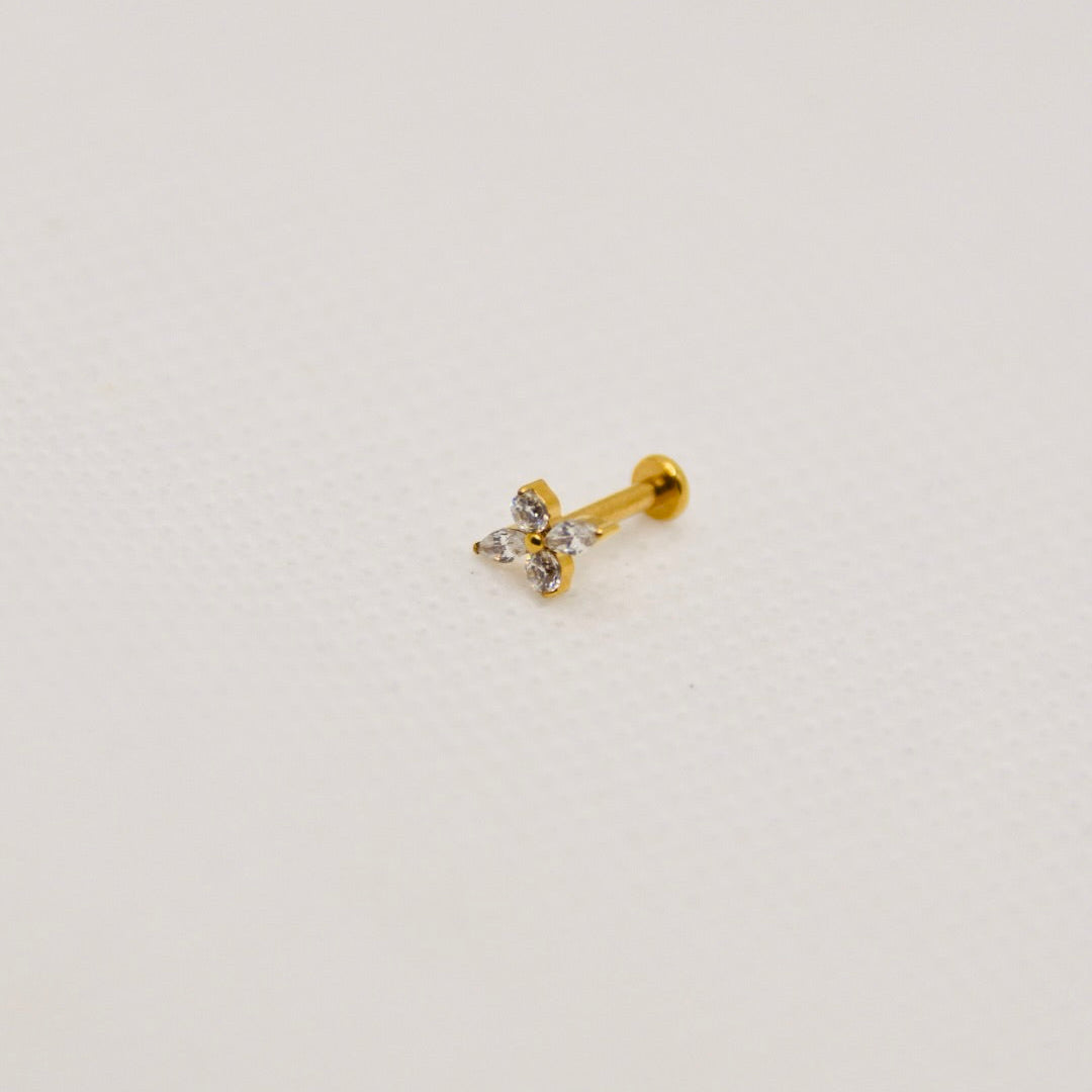 Aster — push-pin fleur marquise, titane doré | tragus, hélix | ÖVA