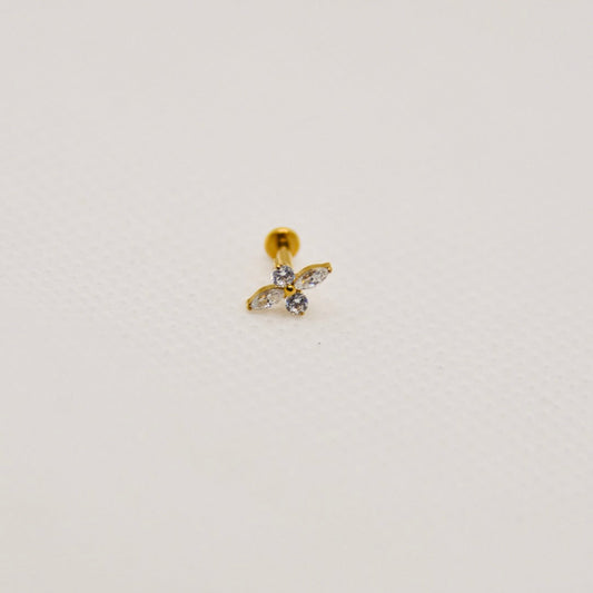 Aster — push-pin fleur marquise, titane doré | tragus, hélix | ÖVA