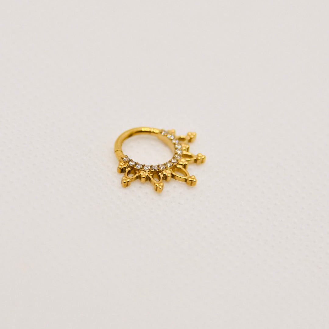Saturne — anneau segmenté zirconium, titane doré | daith, septum | ÖVA