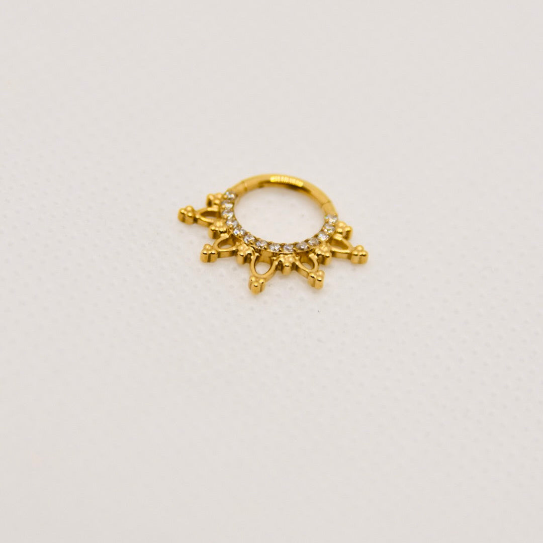 Saturne — anneau segmenté zirconium, titane doré | daith, septum | ÖVA
