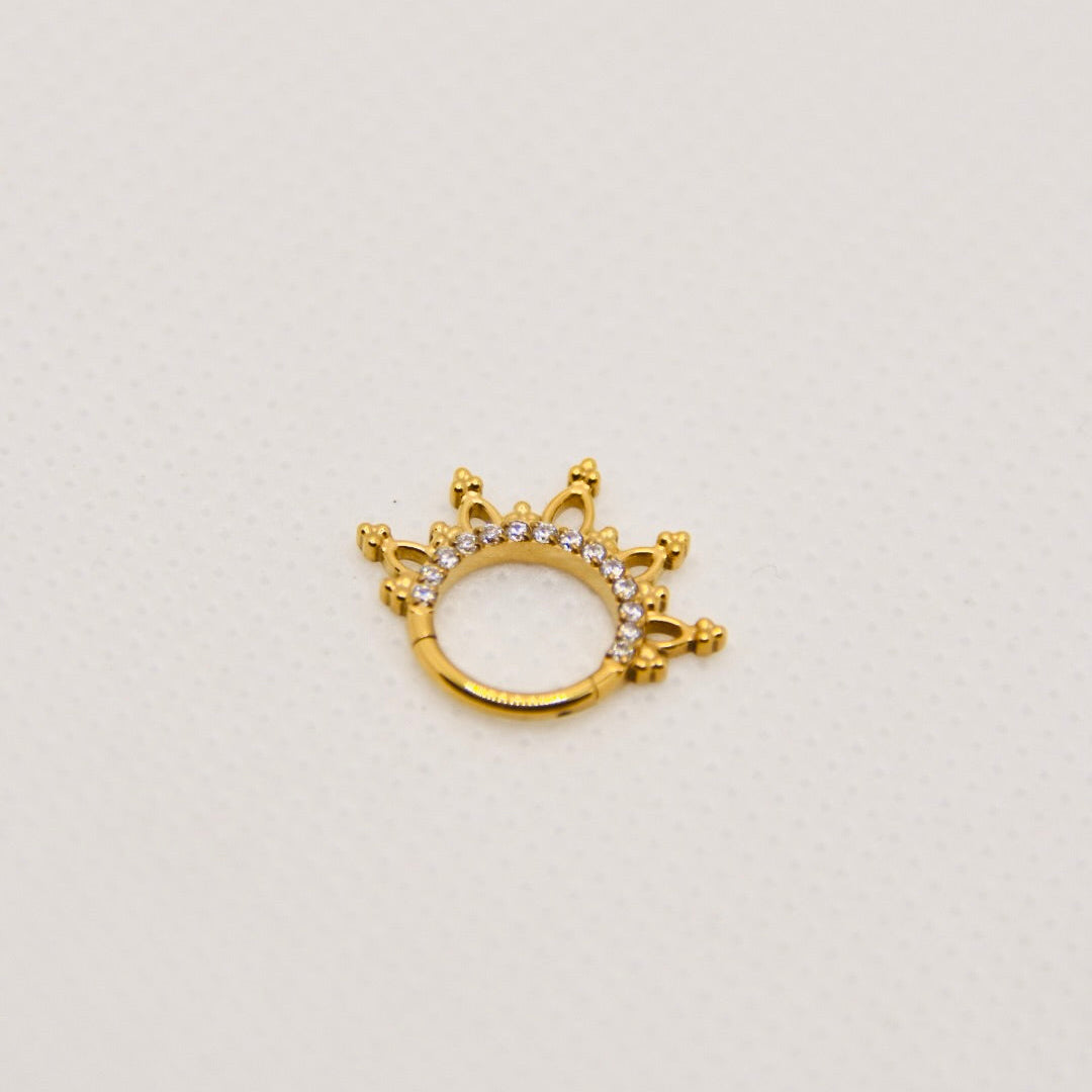 Saturne — anneau segmenté zirconium, titane doré | daith, septum | ÖVA