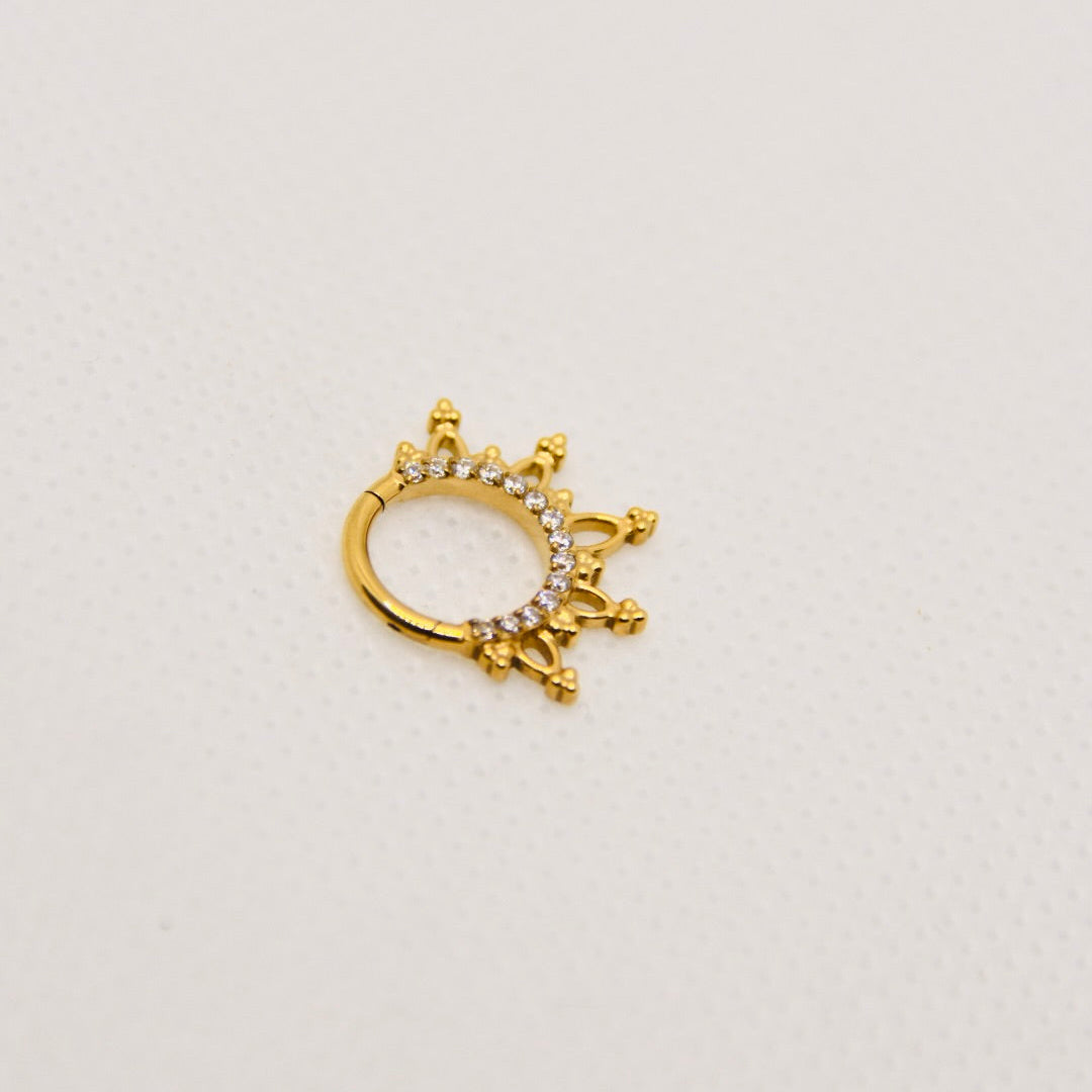 Saturne — anneau segmenté zirconium, titane doré | daith, septum | ÖVA