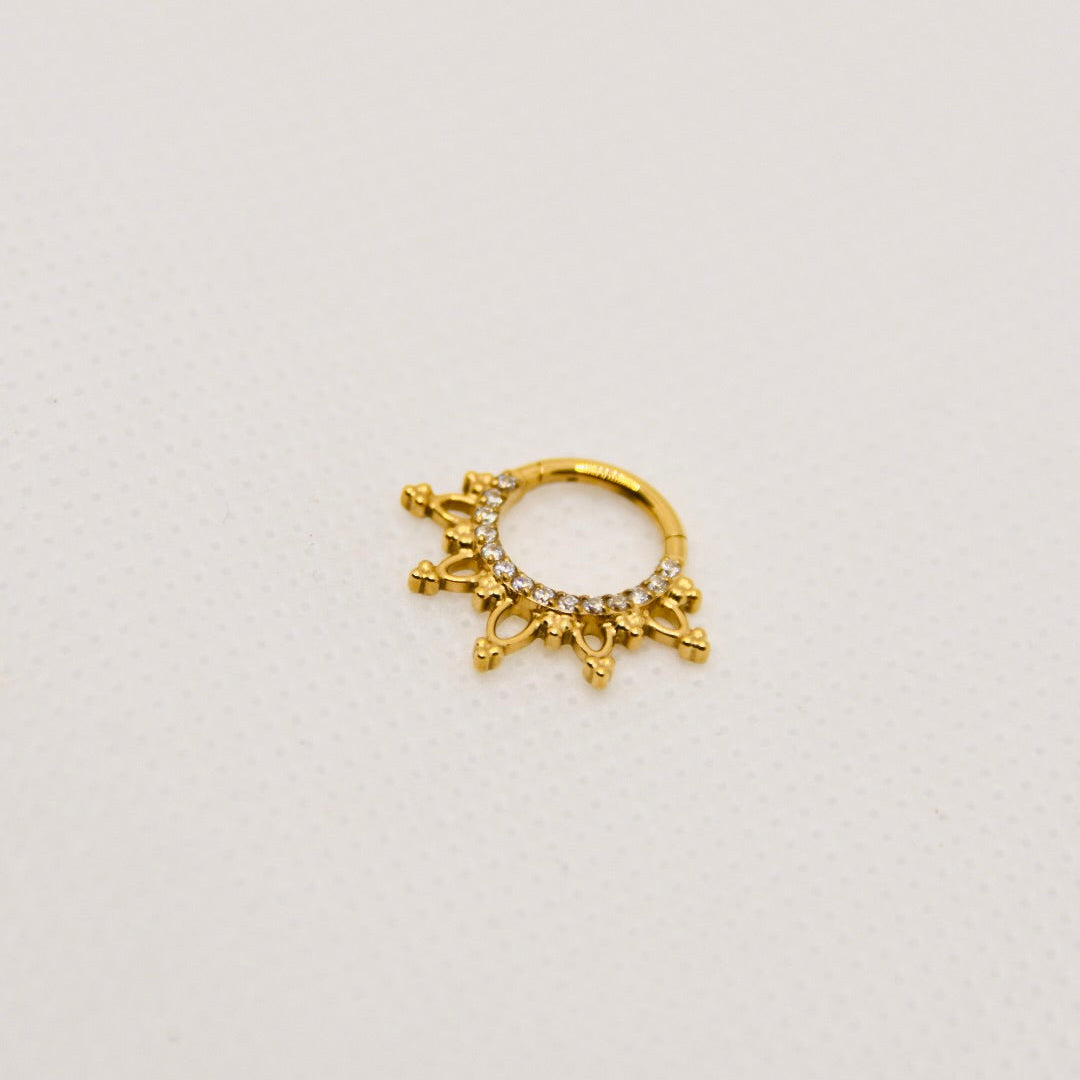 Saturne — anneau segmenté zirconium, titane doré | daith, septum | ÖVA