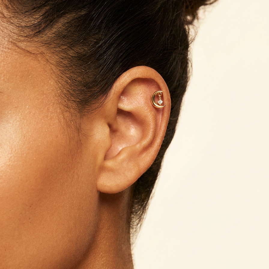 Labret Séléné — Titane Doré & Zircon