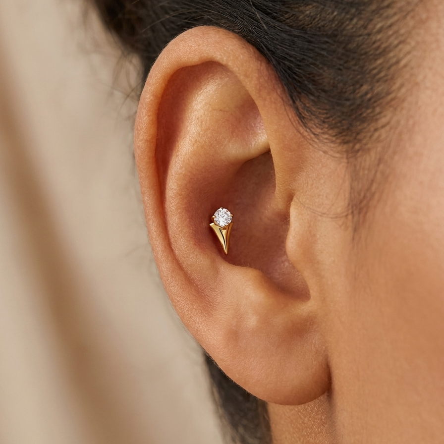 Labret Spica — Titane Doré & Zircon